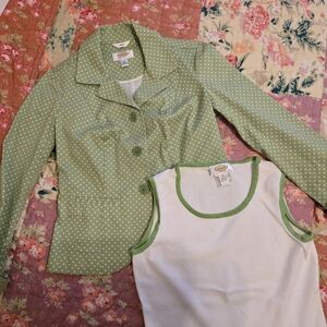 Talbots Polka Dot Cotton Jacket with Matching Top - EUC